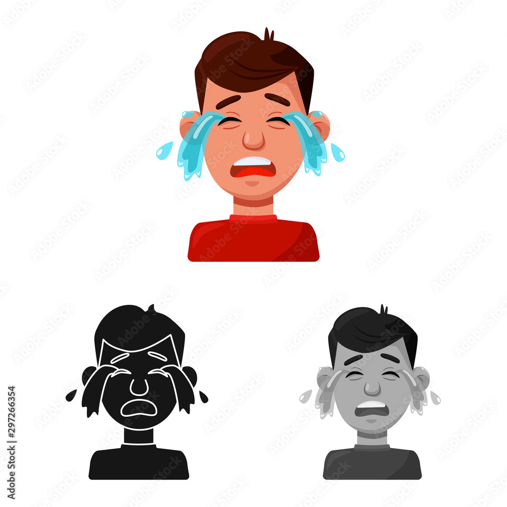 Isolated object of guy and cry icon. Collection of guy and tears stock symbol for web. Isolated object of guy and cry icon. Collection of guy and tears stock symbol for web.