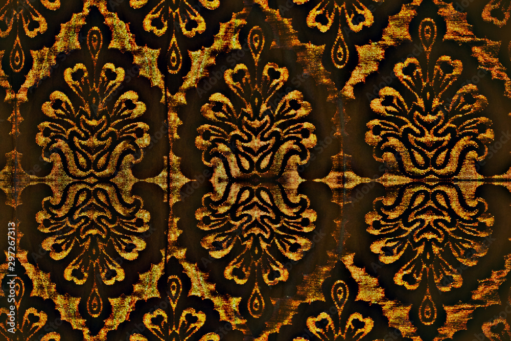 Arabic pattern on the fabric of the sofa, background. Texture of arab ornament Arabic pattern on the fabric of the sofa, background. Texture of arab ornament
