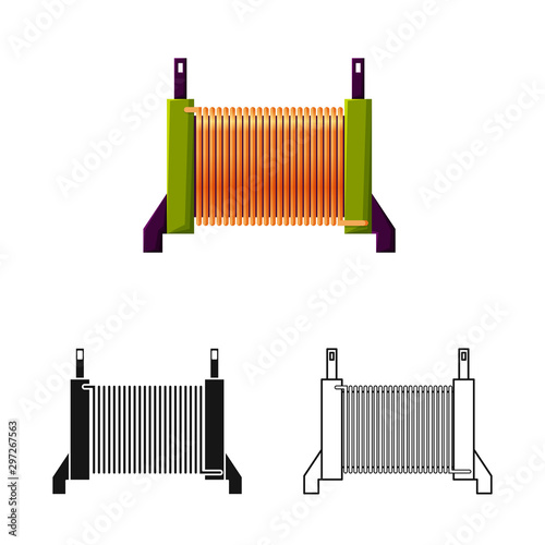 Isolated object of coil and spiral sign. Graphic of coil and absorber stock symbol for web.