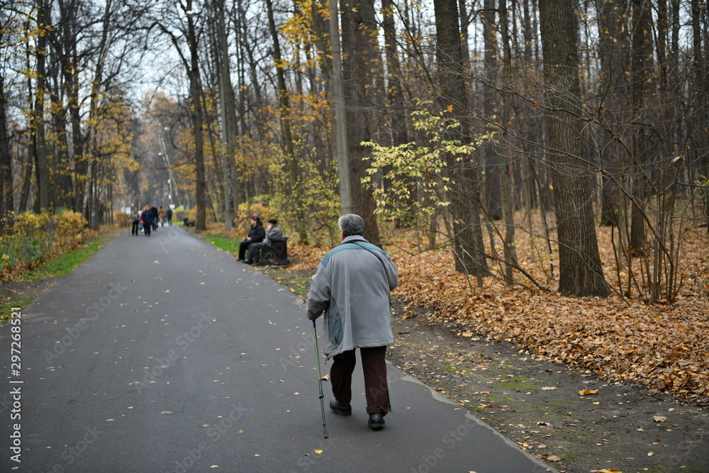 older people walk in the park