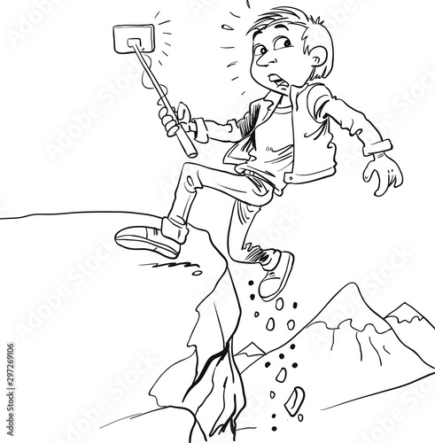 An image of a man taking selfie he's in danger.