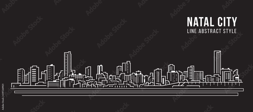 Cityscape Building panorama Line art Vector Illustration design - Natal city
