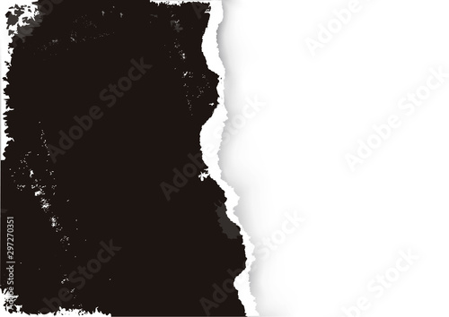 Black Ripped paper grunge background.  llustration of red ripped paper with splashes. Place for your image or text. Vector available.
