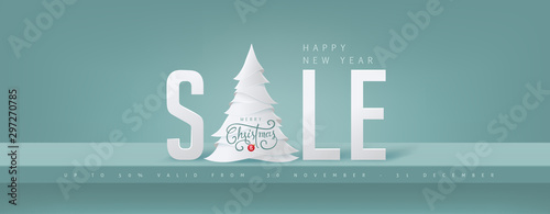 Christmas sale banner background.Merry Christmas text Calligraphic Lettering Vector illustration.