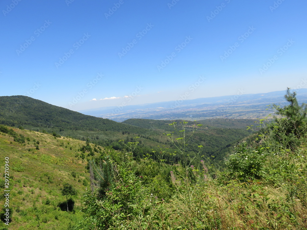 Mountain Yuhor Jagodina summer landscape green slopes and elevations