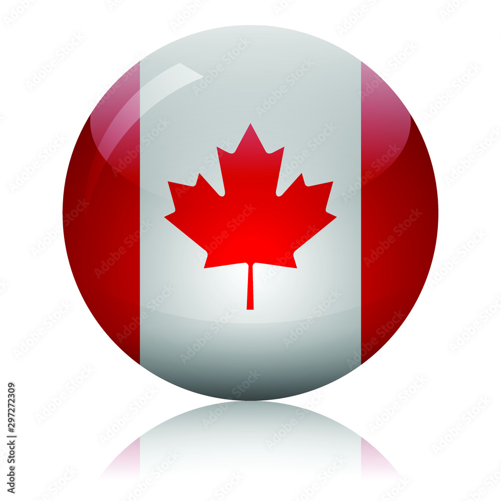 Canadian flag glass icon vector illustration Canadian flag glass icon vector illustration