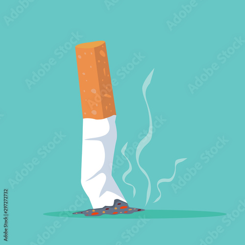 Cigarette butt Flat illustration vector photo