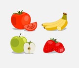 A set of fruits. Natural food. Vector.