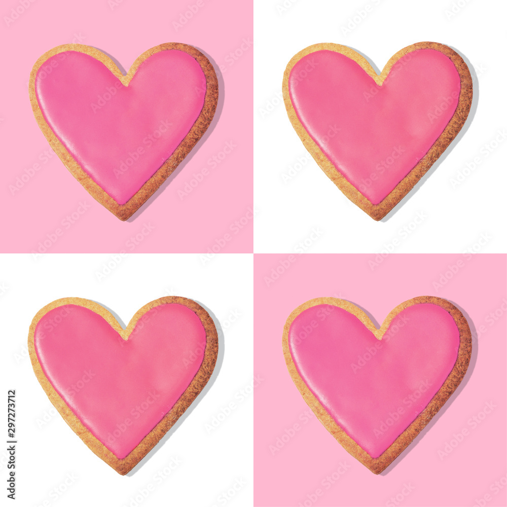 Background pattern of Heart shaped cookie. Love concept