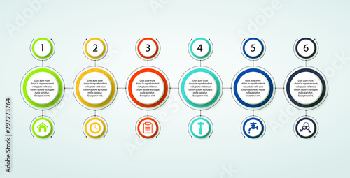 Data visualization with steps and options. Workflow layout with icons. Vector.