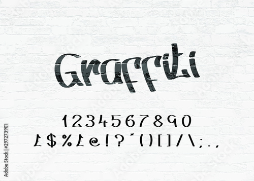 Graffiti Font Letters On Brick Wall Vector Illustration