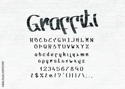 Graffiti Font Letters On Brick Wall Vector Illustration