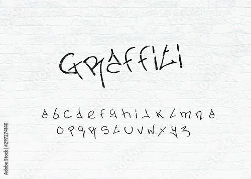 Graffiti Font Letters On Brick Wall Vector Illustration