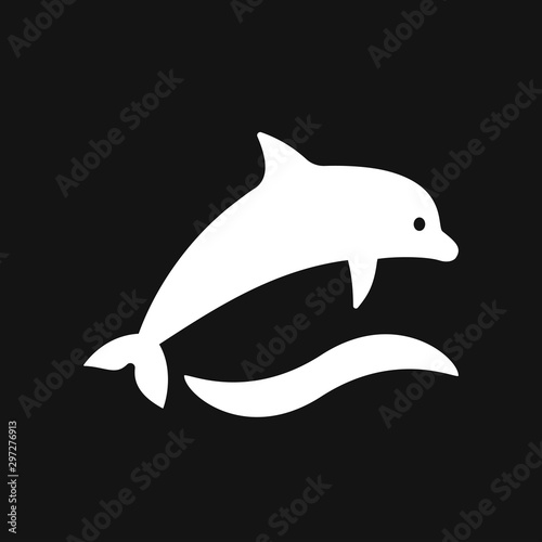 Dolphin icon, aquatic mammal vector icon for animal apps and websites