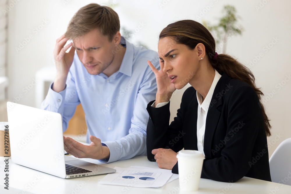 Confused diverse coworkers thinking of hard problem solving. Confused diverse coworkers thinking of hard problem solving.