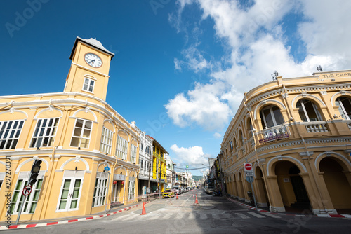 PHUKET, THAILAND-August 2018 : This is a old building Chino-Portuguese style that is a landmarks in Phuket, Here is one of the most famous destinations of Phuket.