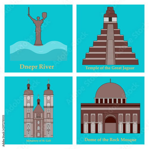 Set of world sights