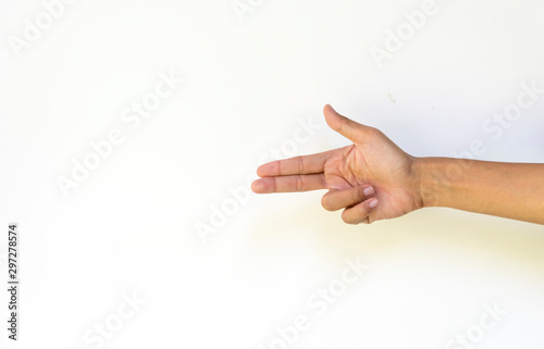 hand holding pointing three fingers up