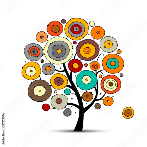 Abstract circles tree, sketch for your design