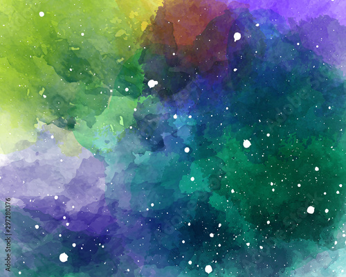 Vector watercolor space background. Starry sky watercolor texture.