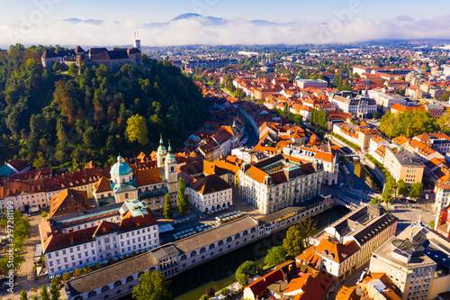 Ljubljana green cityscape aerial view