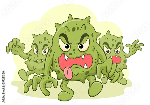Group of angry microbes