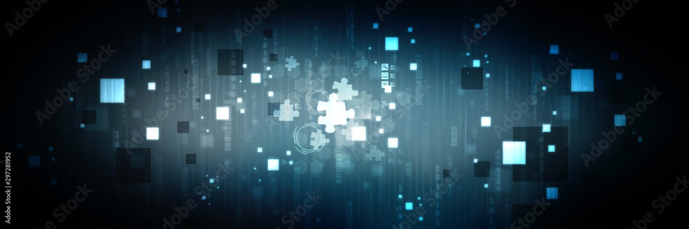 Fototapeta premium 2d illustration group of puzzle background