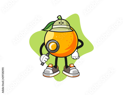 Orange archaeologist cartoon. Mascot Character vector.