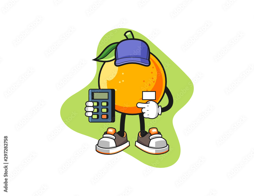 Orange cashier cartoon. Mascot Character vector.