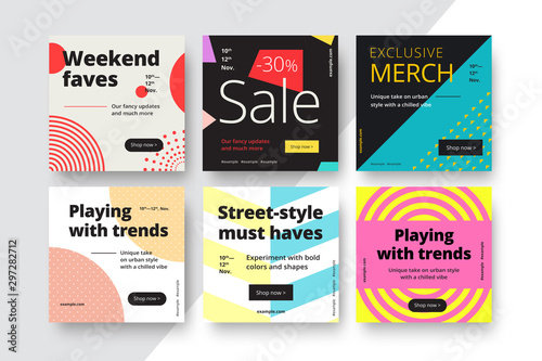 Modern promotion square web banner for social media mobile apps. Elegant sale and discount promo backgrounds with abstract pattern. Email ad newsletter layouts.