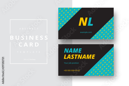 Trendy minimal abstract business card template. Modern corporate stationery id layout with geometric pattern. Vector fashion background design with information sample name text.
