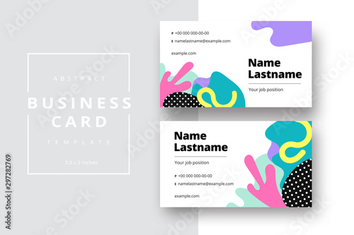 Trendy minimal abstract business card template. Modern corporate stationery id layout with geometric pattern. Vector fashion background design with information sample name text.