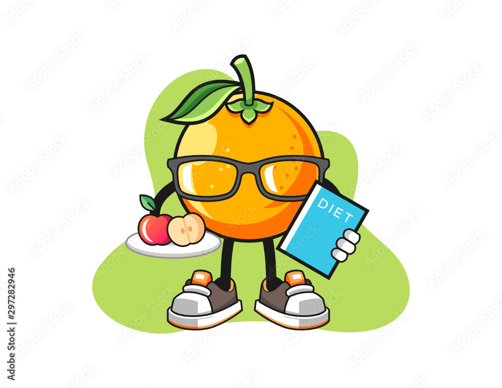 Orange dietitian cartoon. Mascot Character vector.