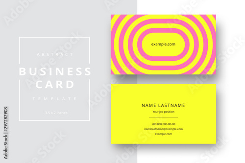 Trendy minimal abstract business card template. Modern corporate stationery id layout with geometric pattern. Vector fashion background design with information sample name text.