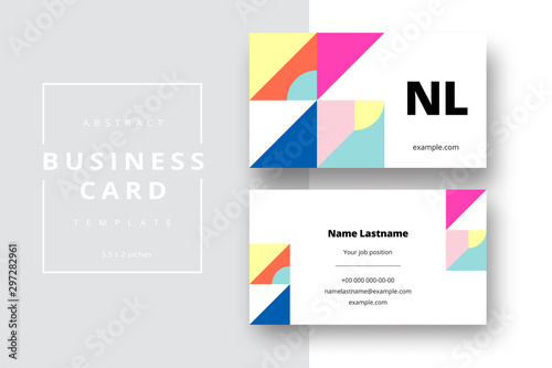 Trendy minimal abstract business card template. Modern corporate stationery id layout with geometric pattern. Vector fashion background design with information sample name text.