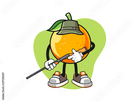 Orange hunter cartoon. Mascot Character vector.