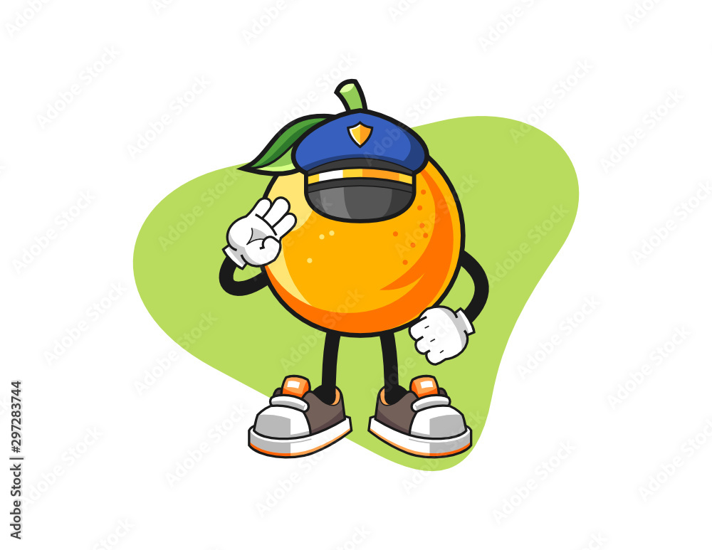 Fototapeta premium Orange police officer cartoon. Mascot Character vector.