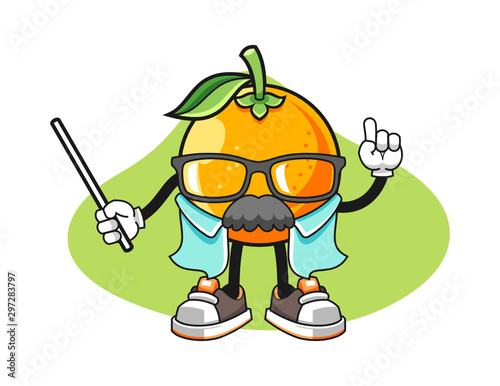 Orange scientist professor cartoon. Mascot Character vector.