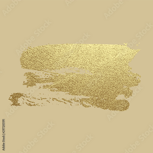 Gold paint stroke. Abstract gold glittering textured art illustration. Hand drawn brush stroke design element. Vector illustration photo