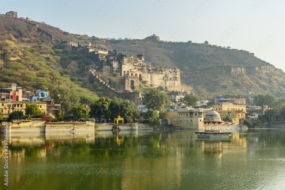 Taragarh Fort and Nawal Sagar Lake in Bundi. India