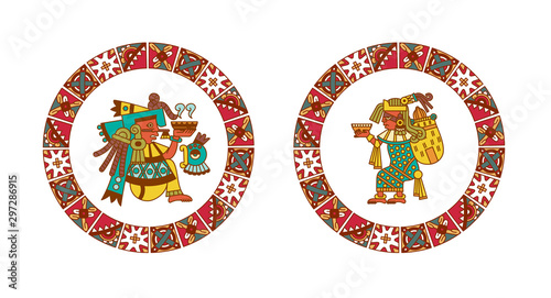 Aztec cacao pattern design collection.