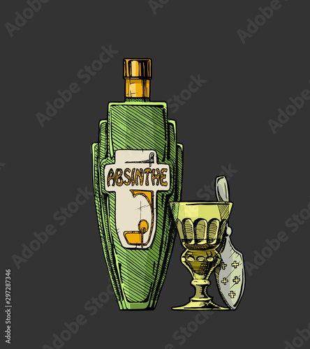 bottles of alcohol. Distilled beverage