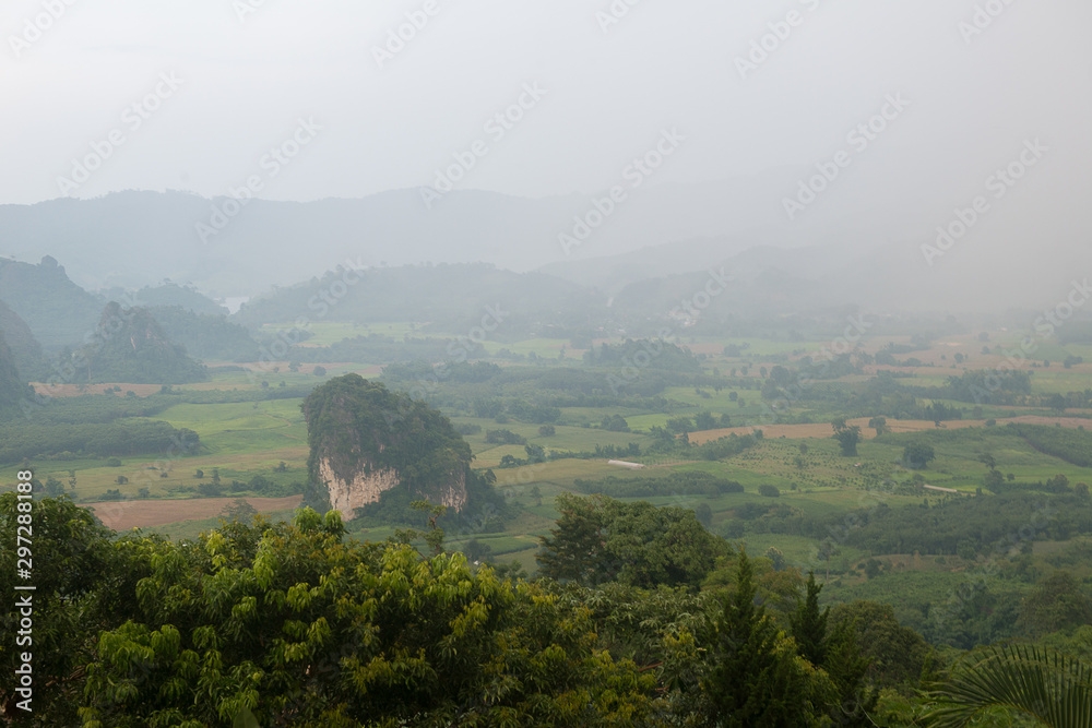 Magic of fog on mounutain  of northern of Thailand
