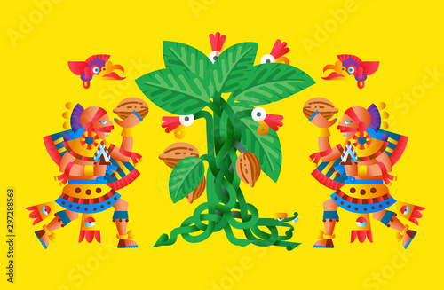 Aztec cacao pattern design collection.