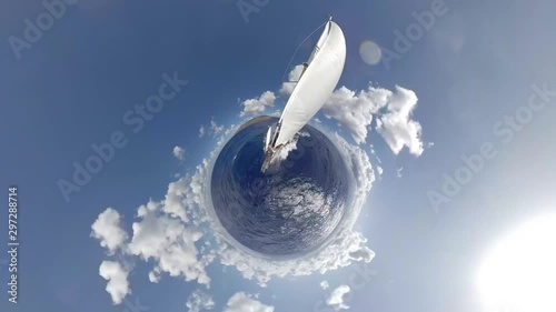 sailing on a tiny planet at Lipari, Italy