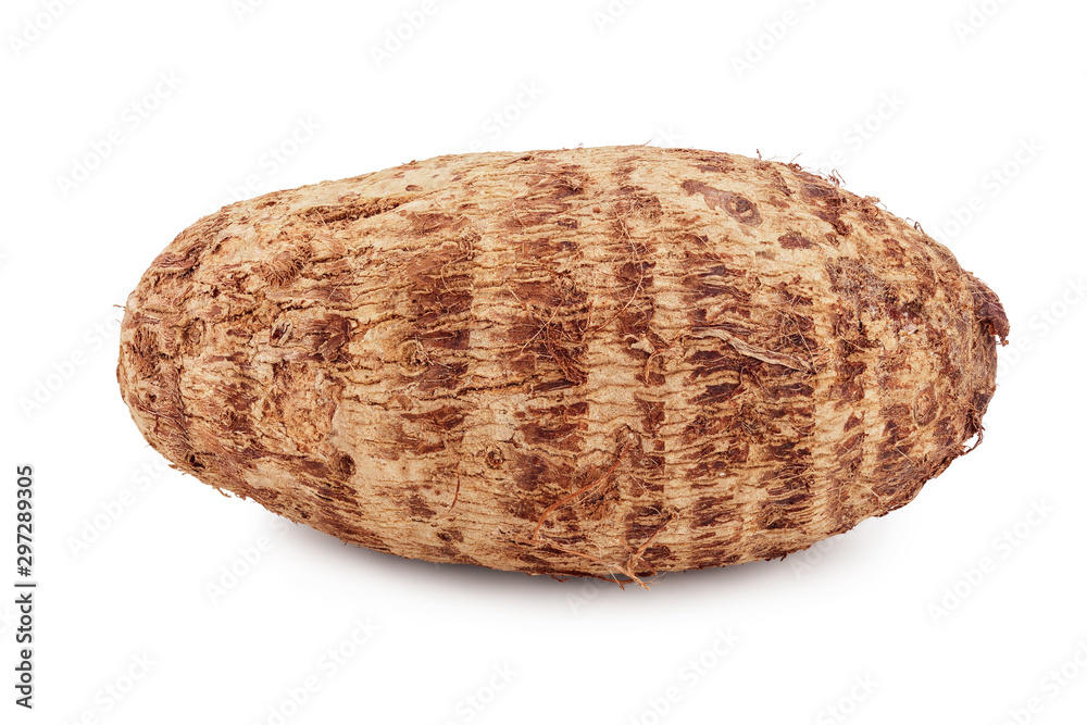 fresh taro root isolated on white background