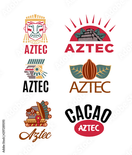 Aztec cacao pattern design collection.