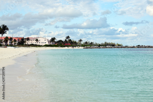 Lucaya beach in Freeport town on Grand Bahama Island. Beautiful beach and tropical sea, Grand Bahama Island