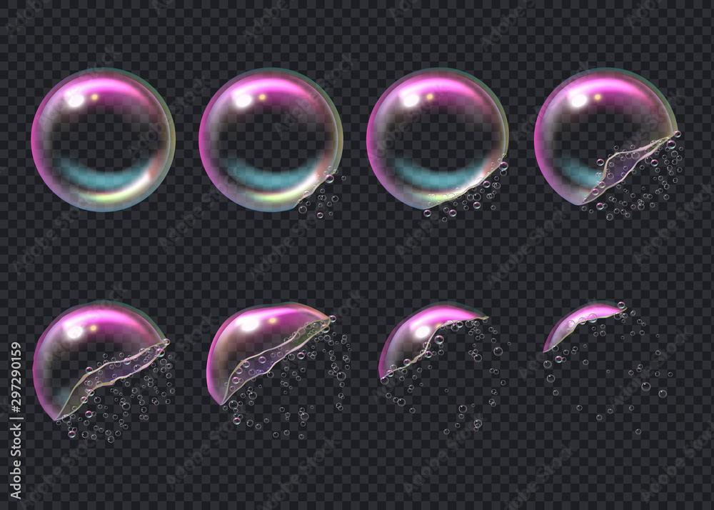 burst-bubbles-key-frames-of-transparent-deformed-bubbles-aqua-sphere