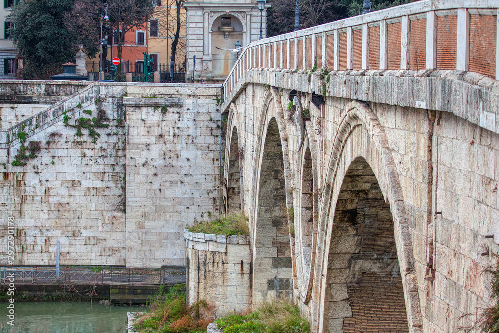 Ponte Sisto over Tiber river in Rome 